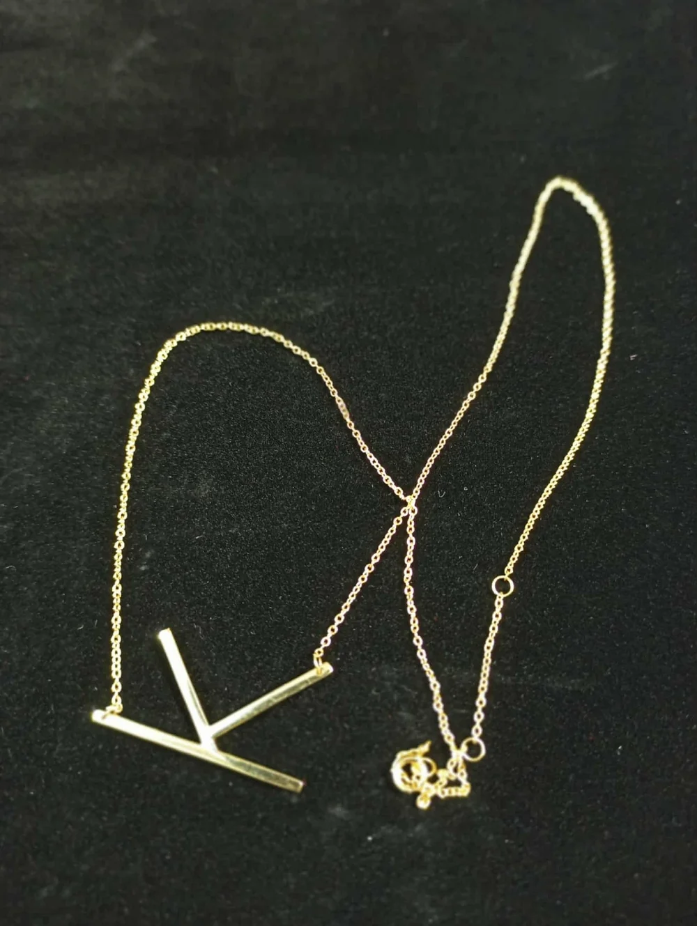 Vintage 90s Sterling Silver 925 Gold Plated K Initial Necklace Minimalist Bar